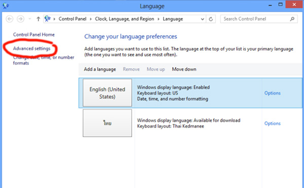 วิธีตั้งค่าปุ่มเปลี่ยนภาษา Windows 8