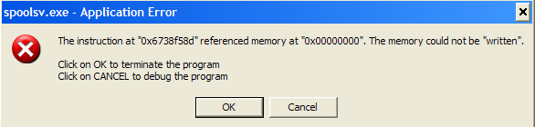 Spoolsv.exe Aplication error