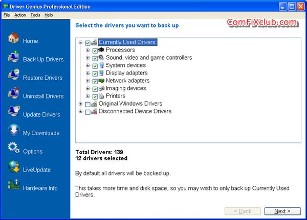 วิธีสํารองไดร์เวอร์  Backup Driver ด้วย Driver Genius Professional