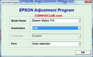 เคลียร์ซับหมึก Epson T13 ด้วย EPSON Adjustment Program