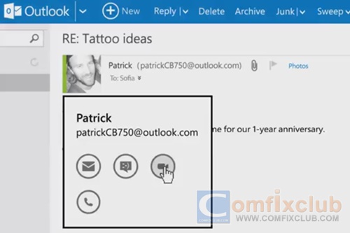 โทรวีดีโอคอล Skype ได้โดยตรงจากกล่องขาเข้าอีเมล Outlook.com